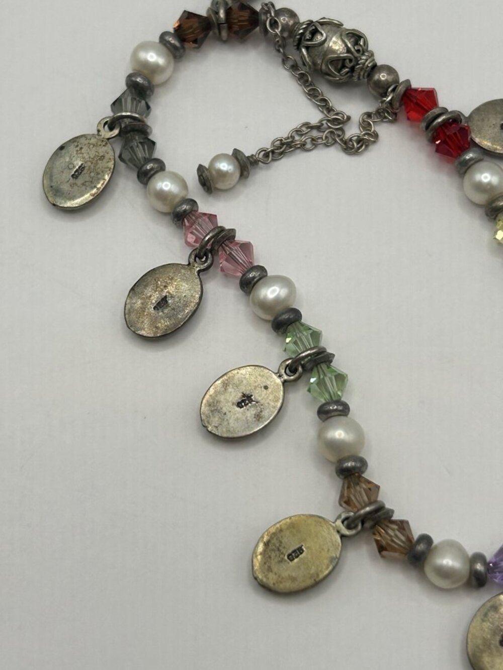 Sterling Silver Faith Charm Bracelet Pearls Beads Magnetic Clasp Safety Chain - Picture 13 of 15